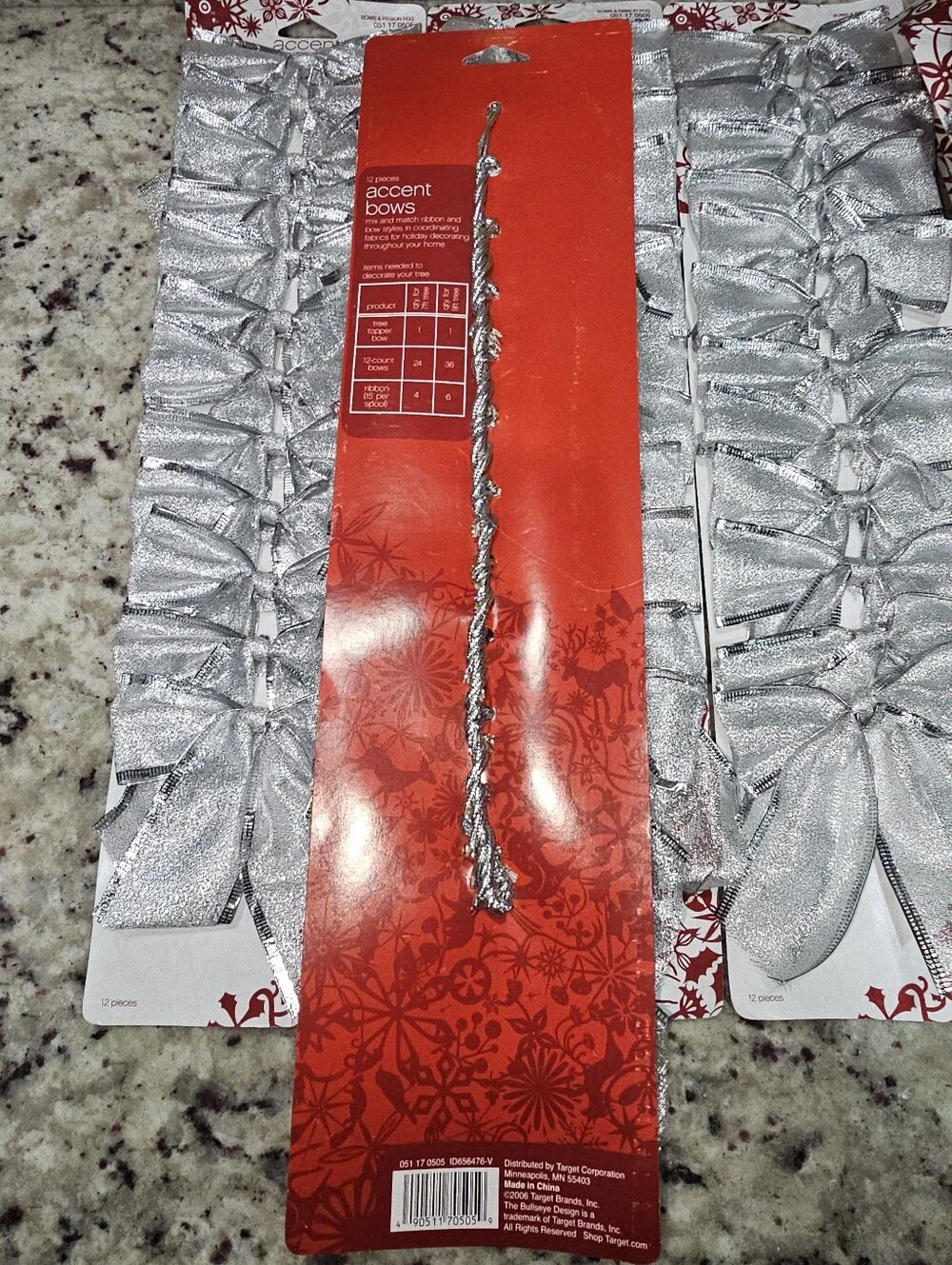 2006 Target Holiday Silver Wired Bows - Small & Large- 12 Packs - 80 Bows Total
